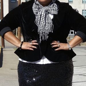 Lane Bryant Ruffle Velvet Blazer